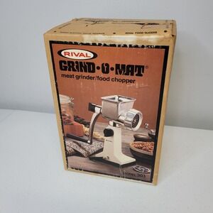 Rival Grind O Mat Model 303 Meat Grinder Food Chopper Harvest Gold Vintage